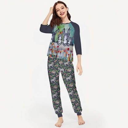 Donkey Donkey Family Aay Pajama Set |Sleepwear Pjs Sets | Raglan Shirt Pants Set