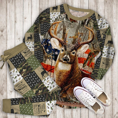Hunting Deer Pajama Set |Sleepwear Pjs Sets | Raglan Shirt Pants Set