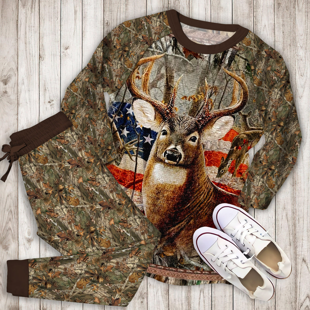 Hunting Deer Pajama Set |Sleepwear Pjs Sets | Raglan Shirt Pants Set