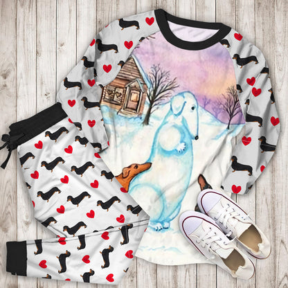 Dachshund & Christmas Pajama Set |Sleepwear Pjs Sets | Raglan Shirt Pants Set