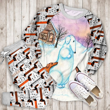 Dachshund & Christmas Pajama Set |Sleepwear Pjs Sets | Raglan Shirt Pants Set