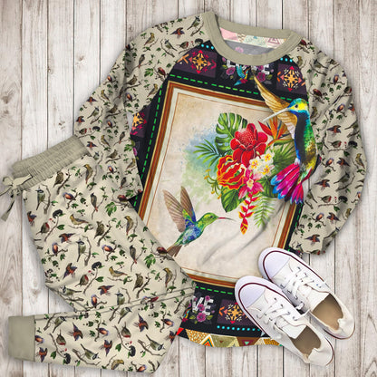 Hummingbird Pajama Set |Sleepwear Pjs Sets | Raglan Shirt Pants Set