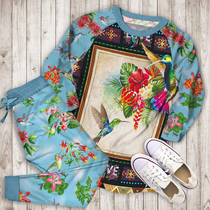Hummingbird Pajama Set |Sleepwear Pjs Sets | Raglan Shirt Pants Set
