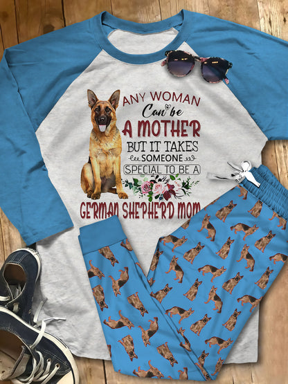 German Shepherd Set German Shepherd Mom Pajama Set |Sleepwear Pjs Sets | Raglan Shirt Pants Set