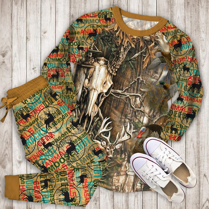 Hunting Deer Pajama Set | Pajamas | Cotton Sleepwear Sets | Soft Long Sleeve Pjs | Raglan Shirt and Pants Set