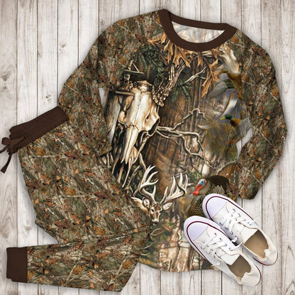 Hunting Deer Pajama Set | Pajamas | Cotton Sleepwear Sets | Soft Long Sleeve Pjs | Raglan Shirt and Pants Set