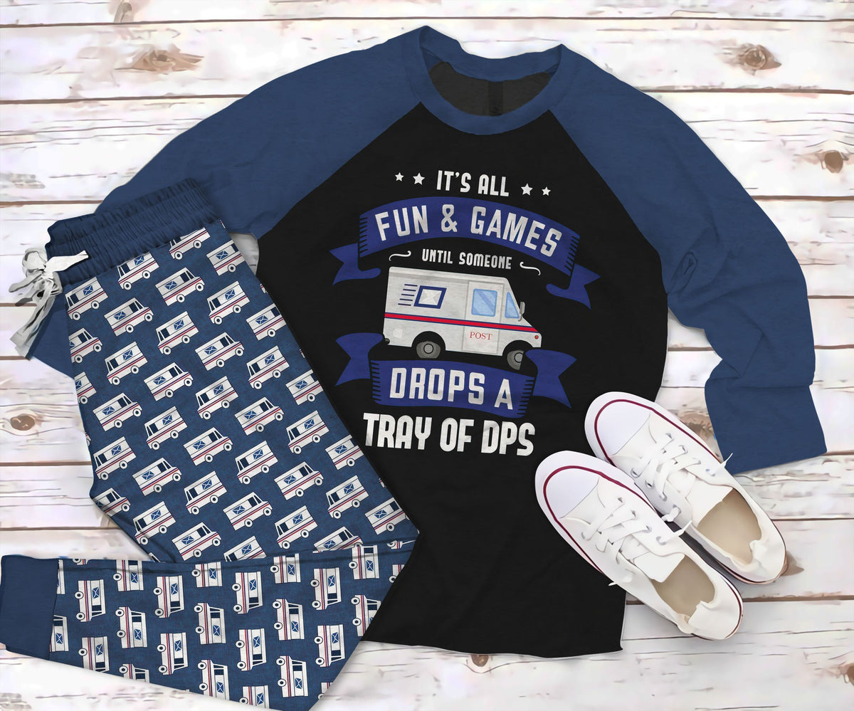 Postal Worker The Best Work Pajama Set |Sleepwear Pjs Sets | Raglan Shirt Pants Set