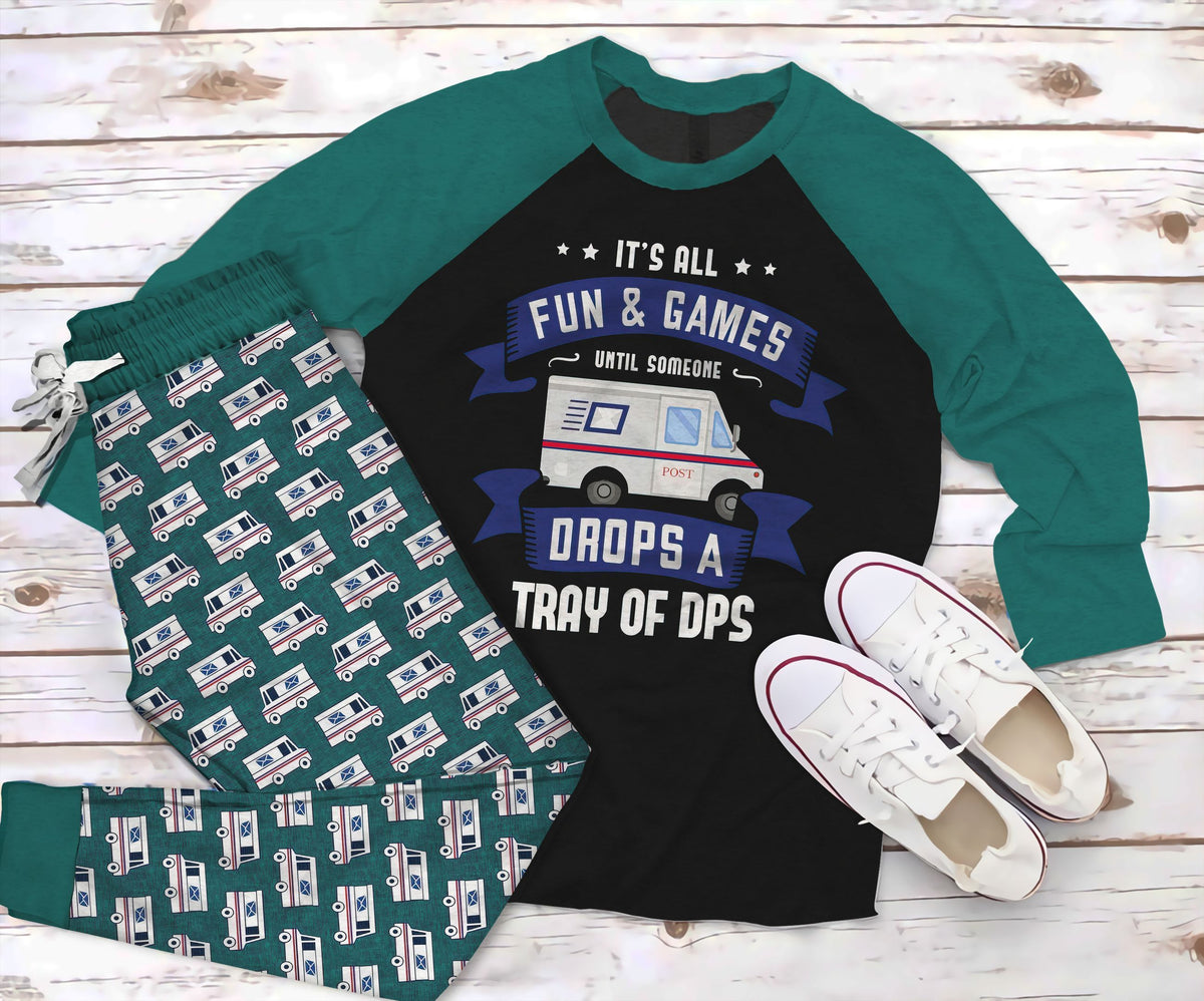 Postal Worker The Best Work Pajama Set |Sleepwear Pjs Sets | Raglan Shirt Pants Set