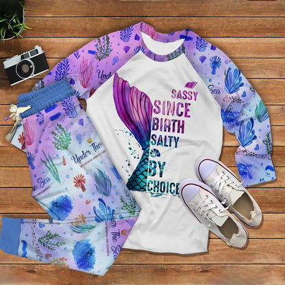Mermaid Sassy Pajama Set |Sleepwear Pjs Sets | Raglan Shirt Pants Set