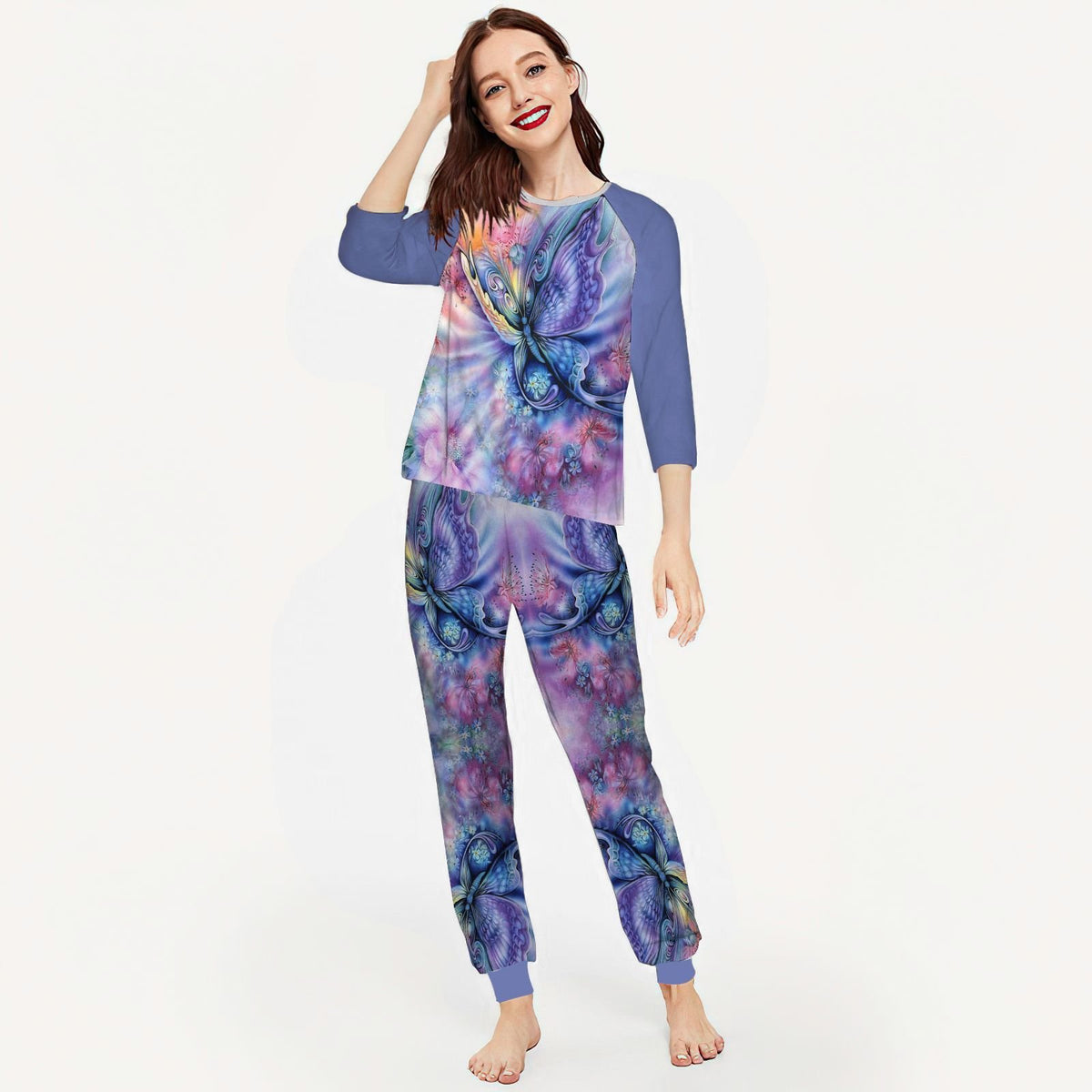 Butterfly Pretty Butterfly Aab Pajama Set |Sleepwear Pjs Sets | Raglan Shirt Pants Set