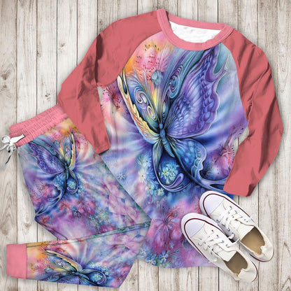 Butterfly Pretty Butterfly Aab Pajama Set |Sleepwear Pjs Sets | Raglan Shirt Pants Set