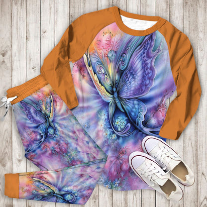 Butterfly Pretty Butterfly Aab Pajama Set |Sleepwear Pjs Sets | Raglan Shirt Pants Set