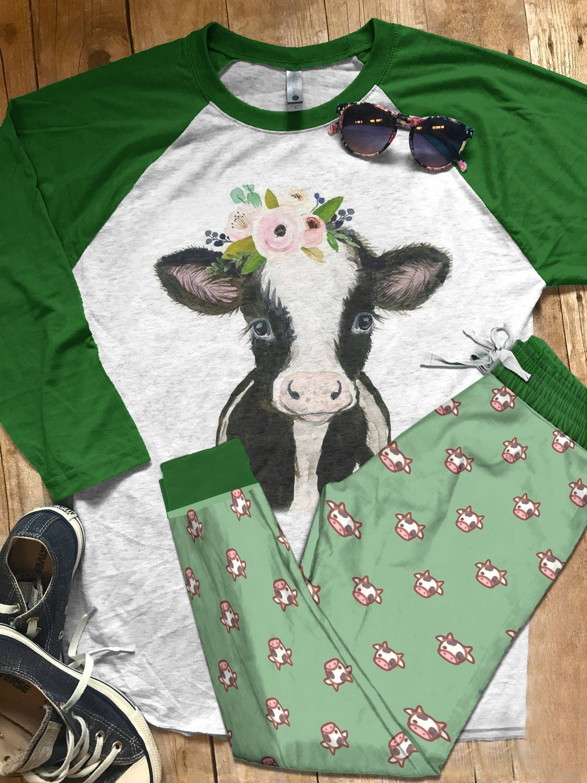 Cow Cute Baby Cow Pajama Set |Sleepwear Pjs Sets | Raglan Shirt Pants Set