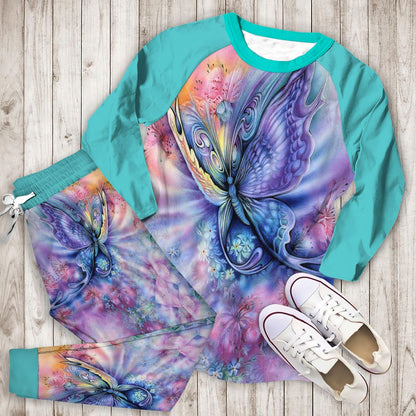 Butterfly Pretty Butterfly Aab Pajama Set |Sleepwear Pjs Sets | Raglan Shirt Pants Set