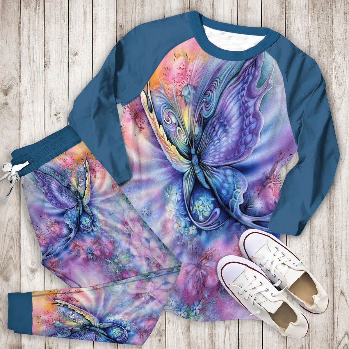 Butterfly Pretty Butterfly Aab Pajama Set |Sleepwear Pjs Sets | Raglan Shirt Pants Set