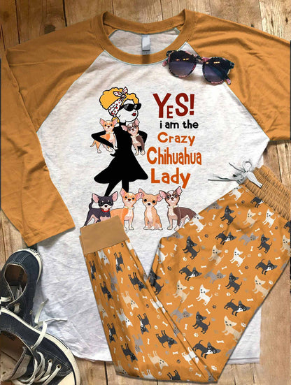 Chihuahua Chihuahua Lady Aaq Pajama Set |Sleepwear Pjs Sets | Raglan Shirt Pants Set