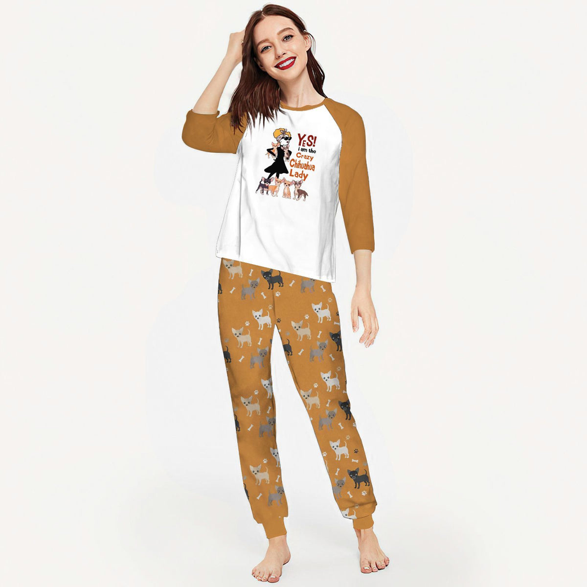 Chihuahua Chihuahua Lady Aaq Pajama Set |Sleepwear Pjs Sets | Raglan Shirt Pants Set