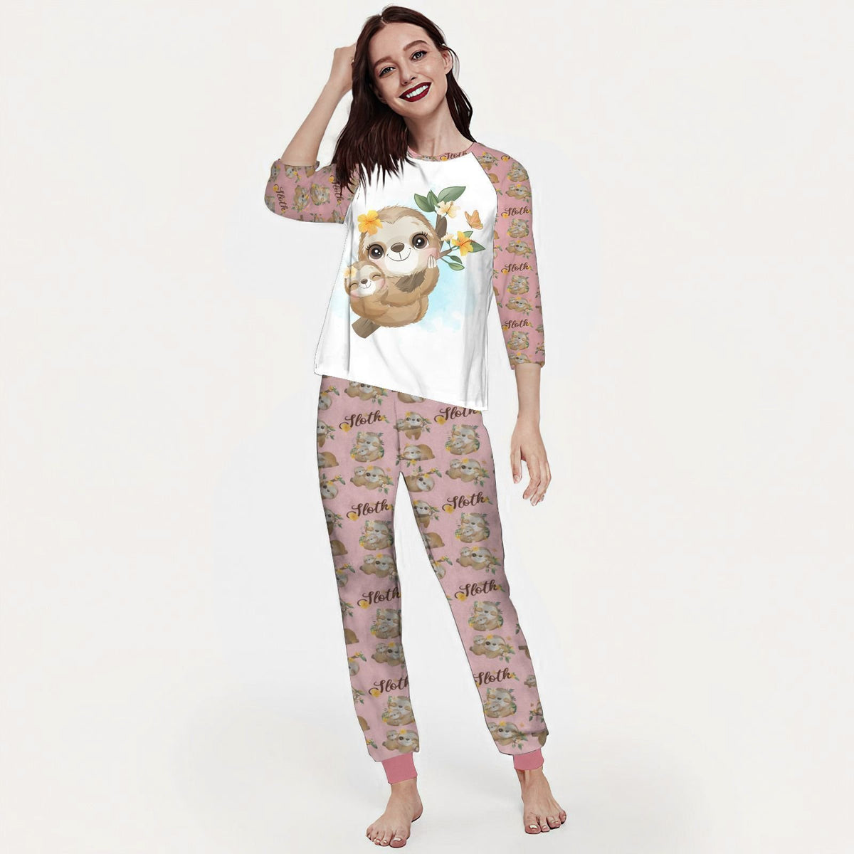 Sloth Cute Sloth Aca Pajama Set |Sleepwear Pjs Sets | Raglan Shirt Pants Set