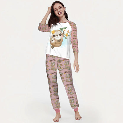 Sloth Cute Sloth Aca Pajama Set |Sleepwear Pjs Sets | Raglan Shirt Pants Set