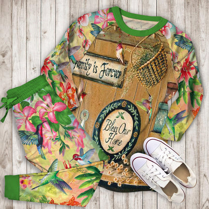 Humming Bird Bless Our Home Pajama Set |Sleepwear Pjs Sets | Raglan Shirt Pants Set