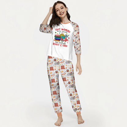 Book Books And Yarn Hhb Pajama Set |Sleepwear Pjs Sets | Raglan Shirt Pants Set