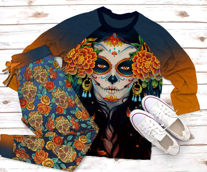 Day Of The Dead The Last Chosen Pajama Set |Sleepwear Pjs Sets | Raglan Shirt Pants Set