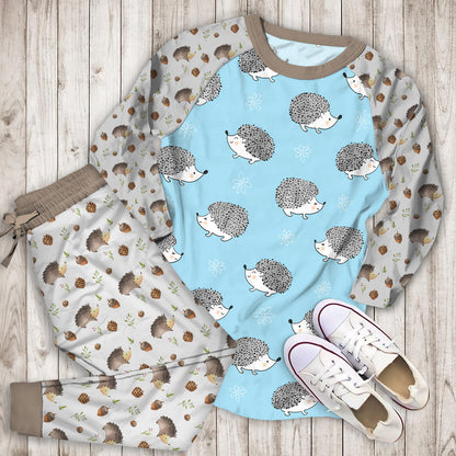 Hedgehog Pajama Set |Sleepwear Pjs Sets | Raglan Shirt Pants Set