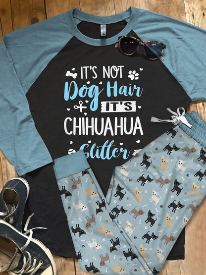 Chihuahua Chihuahua Glitter Aap Pajama Set |Sleepwear Pjs Sets | Raglan Shirt Pants Set