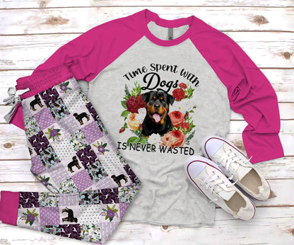 Rottweiler Time Pajama Set |Sleepwear Pjs Sets | Raglan Shirt Pants Set