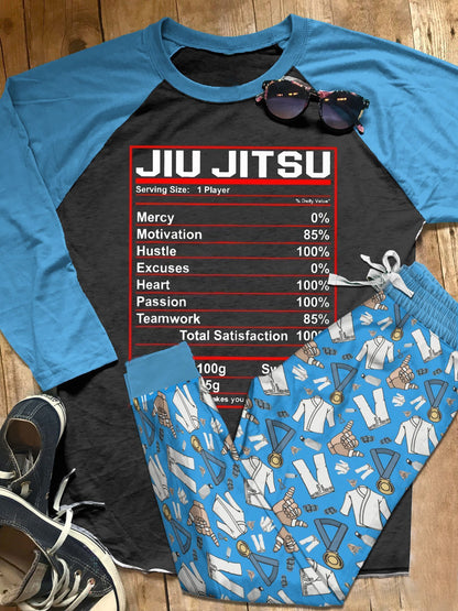 Jiu Jitsu Set Jiu Jitsu Facts Pajama Set |Sleepwear Pjs Sets | Raglan Shirt Pants Set