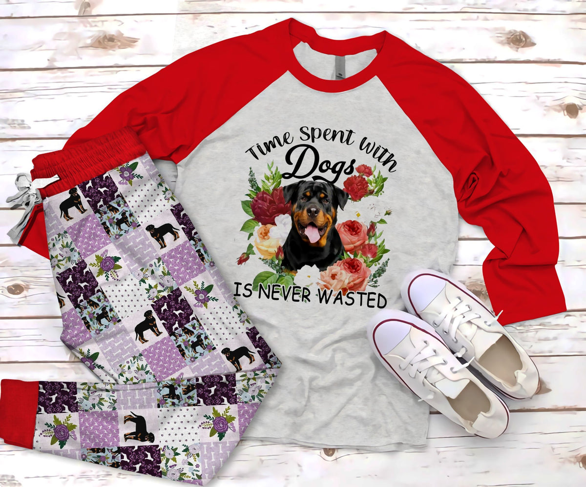 Rottweiler Time Pajama Set |Sleepwear Pjs Sets | Raglan Shirt Pants Set