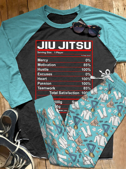 Jiu Jitsu Set Jiu Jitsu Facts Pajama Set |Sleepwear Pjs Sets | Raglan Shirt Pants Set