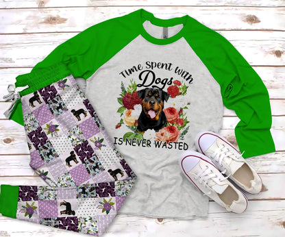Rottweiler Time Pajama Set |Sleepwear Pjs Sets | Raglan Shirt Pants Set