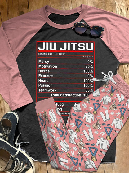 Jiu Jitsu Set Jiu Jitsu Facts Pajama Set |Sleepwear Pjs Sets | Raglan Shirt Pants Set