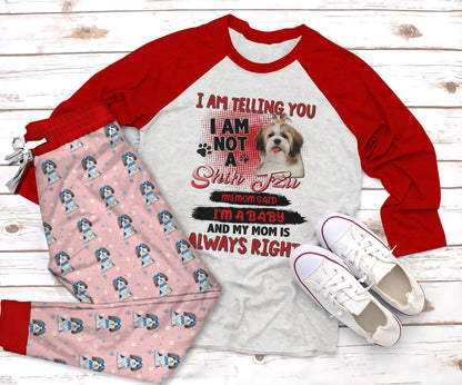 Shih Tzu I Am Telling You Pajama Set |Sleepwear Pjs Sets | Raglan Shirt Pants Set