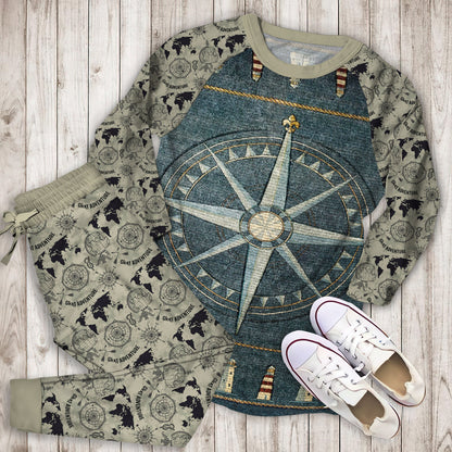 Compass Lighthouse Pajama Set |Sleepwear Pjs Sets | Raglan Shirt Pants Set