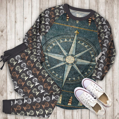Compass Lighthouse Pajama Set |Sleepwear Pjs Sets | Raglan Shirt Pants Set