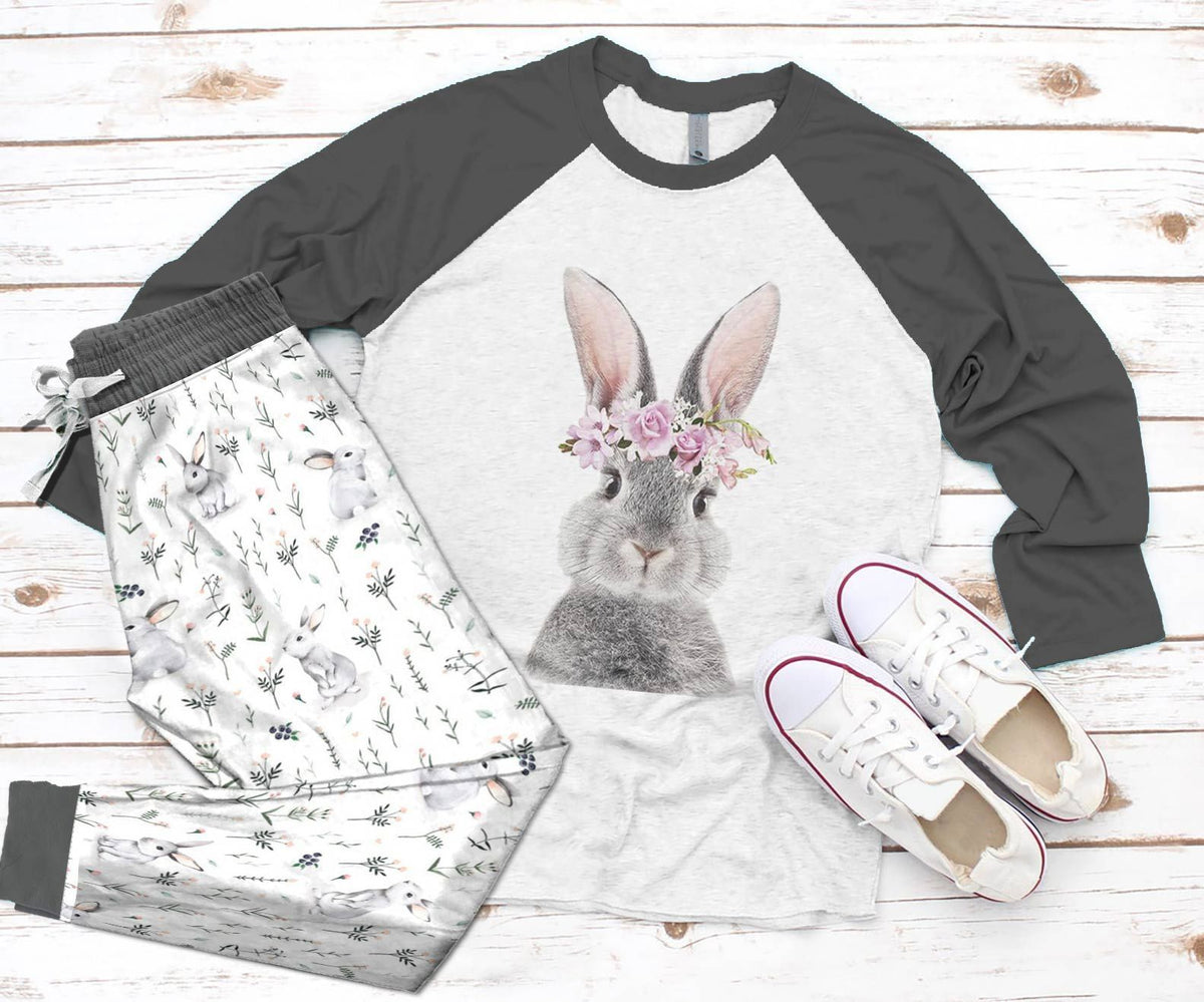 Rabbit Cute Rabbit Pajama Set |Sleepwear Pjs Sets | Raglan Shirt Pants Set