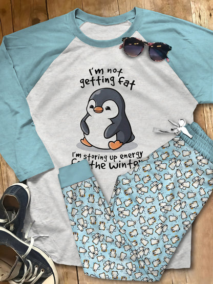 Penguin Storing Upe Energy Blue Awesome Pajama Set |Sleepwear Pjs Sets | Raglan Shirt Pants Set