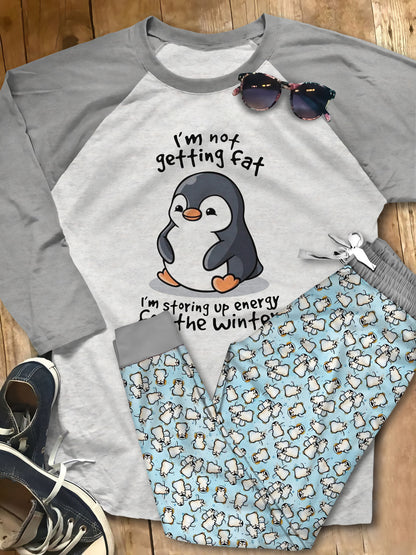 Penguin Storing Upe Energy Blue Awesome Pajama Set |Sleepwear Pjs Sets | Raglan Shirt Pants Set