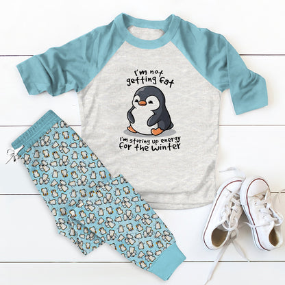 Penguin Storing Upe Energy Blue Awesome Pajama Set |Sleepwear Pjs Sets | Raglan Shirt Pants Set