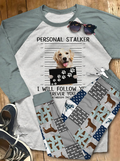 Labrador Retriever Set Labrador Retriever Love Pajama Set |Sleepwear Pjs Sets | Raglan Shirt Pants Set