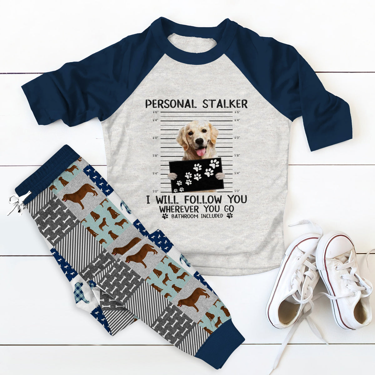 Labrador Retriever Set Labrador Retriever Love Pajama Set |Sleepwear Pjs Sets | Raglan Shirt Pants Set
