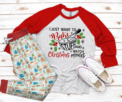 Baking Set Baking Stuff Pajama Set |Sleepwear Pjs Sets | Raglan Shirt Pants Set
