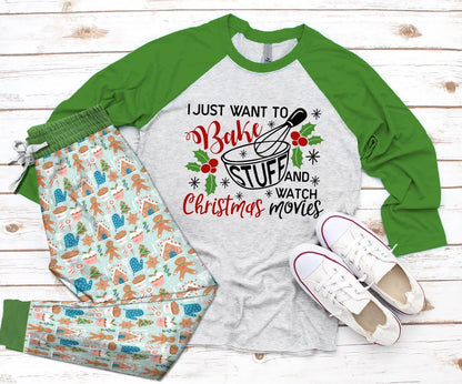 Baking Set Baking Stuff Pajama Set |Sleepwear Pjs Sets | Raglan Shirt Pants Set