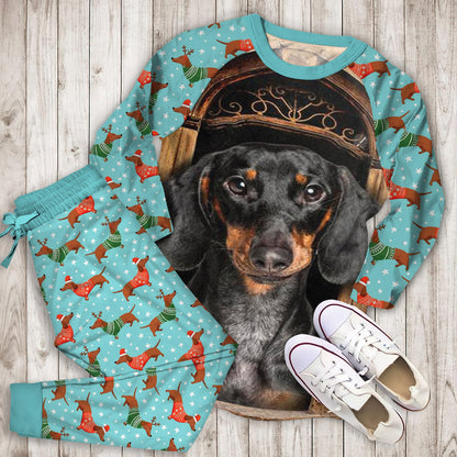 Dachshund Personalized Name Pajama Set |Sleepwear Pjs Sets | Raglan Shirt Pants Set