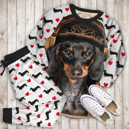 Dachshund Personalized Name Pajama Set |Sleepwear Pjs Sets | Raglan Shirt Pants Set