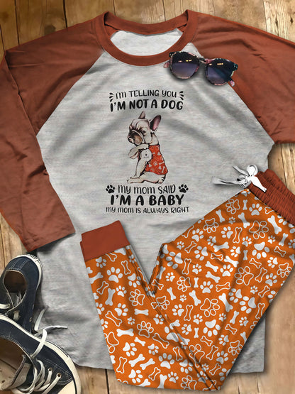 French Bulldog Lovers Aao Pajama Set |Sleepwear Pjs Sets | Raglan Shirt Pants Set