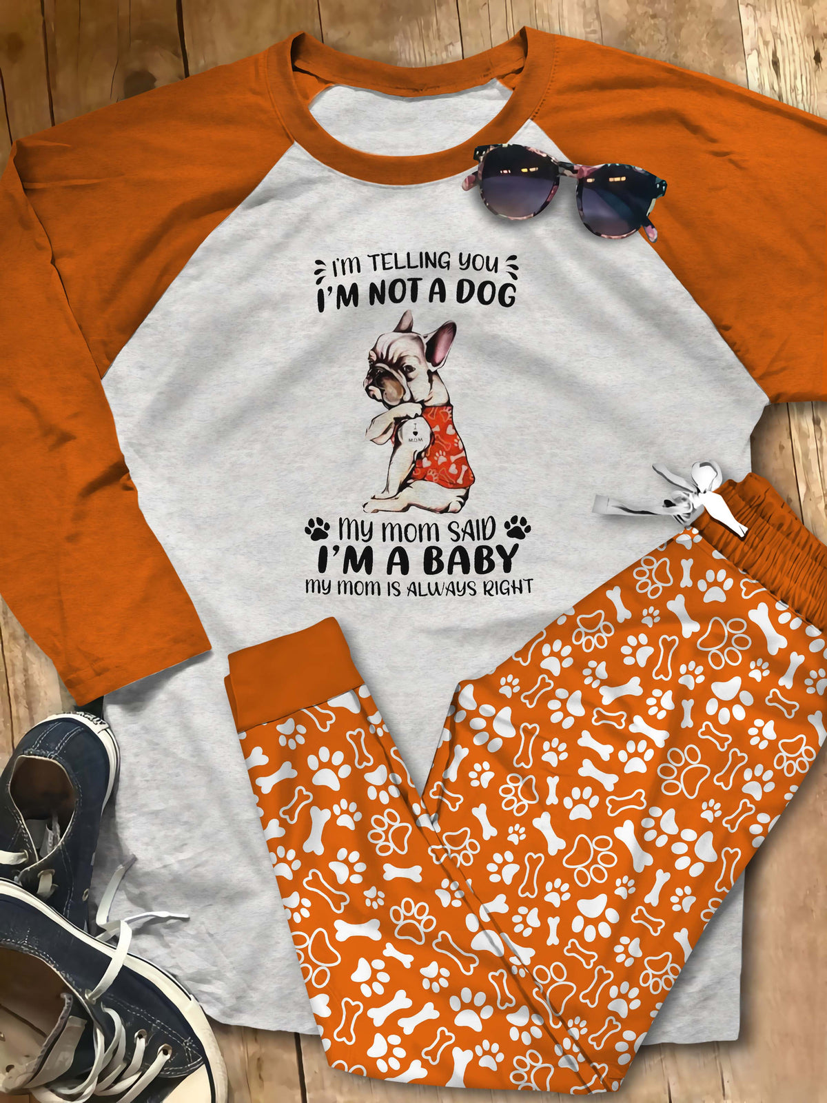 French Bulldog Lovers Aao Pajama Set |Sleepwear Pjs Sets | Raglan Shirt Pants Set