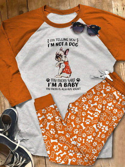 French Bulldog Lovers Aao Pajama Set |Sleepwear Pjs Sets | Raglan Shirt Pants Set